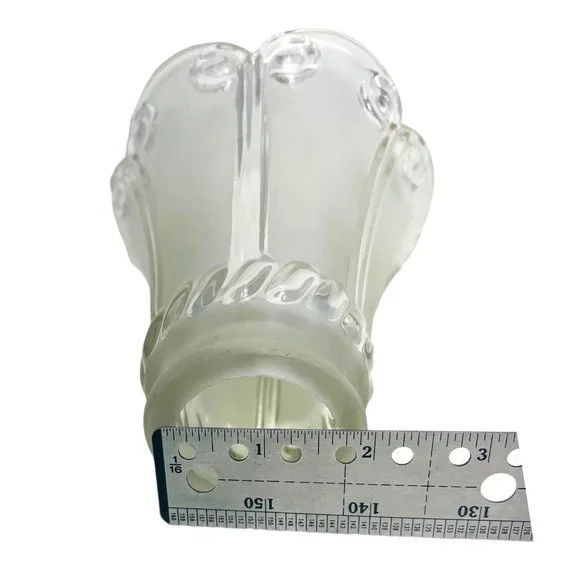 Vintage Clear Frosted Replacement Thick Glass Lamp Shade Bell Etched Ceiling Fan - Picture 11 of 13